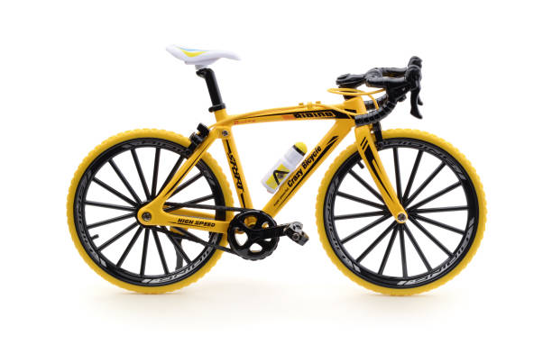 yellow black racing sport road bike bicycle racer isolated on white background