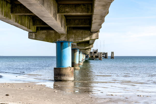 istock A Baltic Sea pier with a blue pole sticking out of it 2196221747