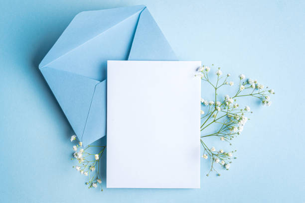 istock Empty blank card with white gypsohila flowers 2196226804