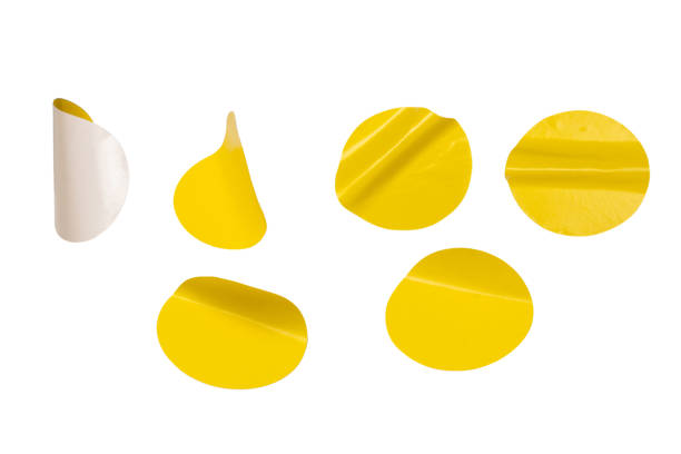 istock Round yellow stickers, blank tags labels isolated on a white background. 2196230433
