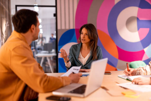 Business team discussing during a meeting in modern office
