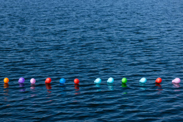 Balloons on the surface of the sea