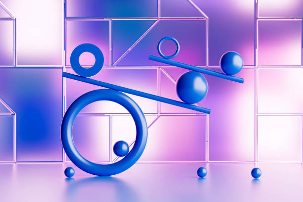 istock Balance Concept with Transparent Glass Panel in Front of Neon Lights 2196237577