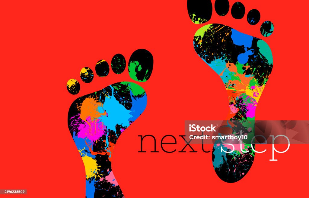 Abstract Footsteps Footprints Concept Next Step Stock Illustration - Download Image Now ...