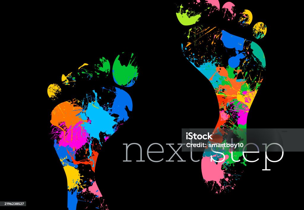 Abstract Footsteps Footprints Concept Next Step Stock Illustration - Download Image Now ...