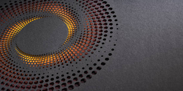istock Modern Paper Art with Circular Gradient Design and Perforated Details on Dark Textured Background 2196238906