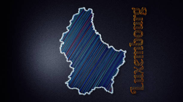 istock Embroidered Map of Luxembourg with Colorful Threads on Fabric 2196239618