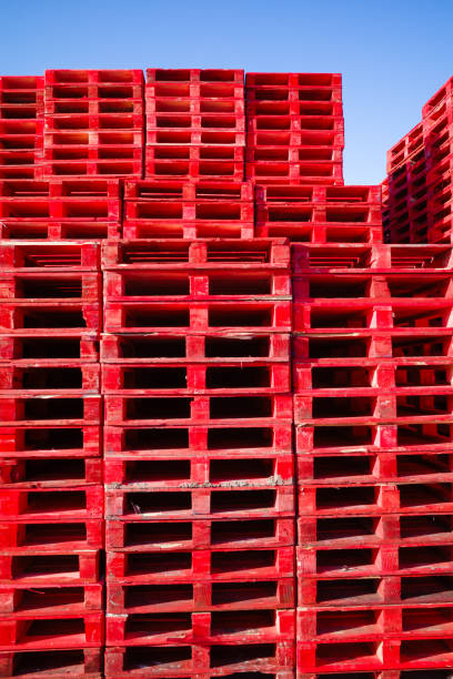 detailed close-up of wooden pallet with natural texture.