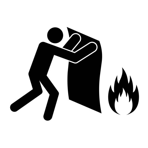 Fire Blanket Sign Symbol. Fire Blanket Sign Symbol. Vector Illustration. flammable cabinet stock illustrations