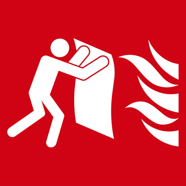 Fire Blanket Sign Symbol. Fire Blanket Sign Symbol. Vector Illustration. flammable cabinet stock illustrations