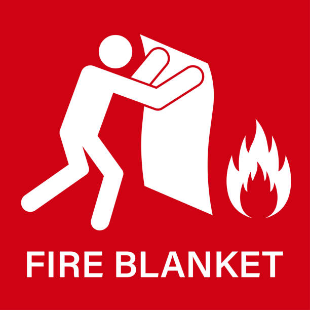 Fire Blanket Sign Symbol. Fire Blanket Sign Symbol. Vector Illustration. flammable cabinet stock illustrations
