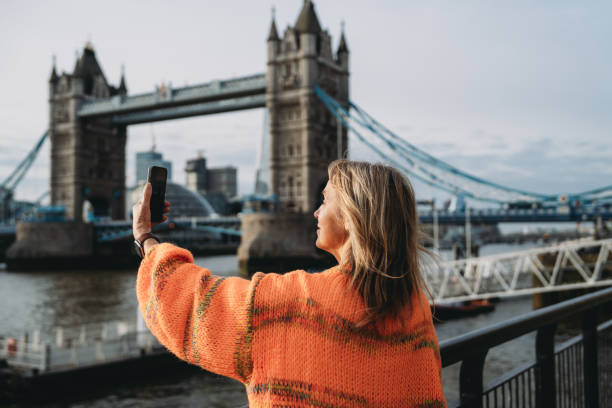 istock Tourist taking selfie with Tower Bridge in London 2196241051