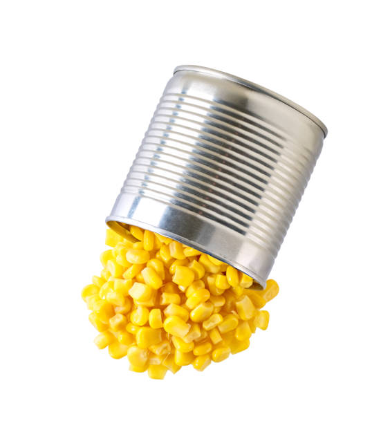 istock a tin of canned corn kernels  spilled on a isolated on a white background, top view. 2196242409