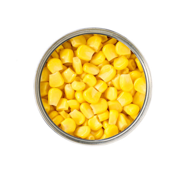 istock Canned sweet corn in metal can, isolated on a white background,  top view. 2196242522