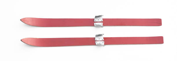 istock vintage red wooden skis isolated on white background 2196243342