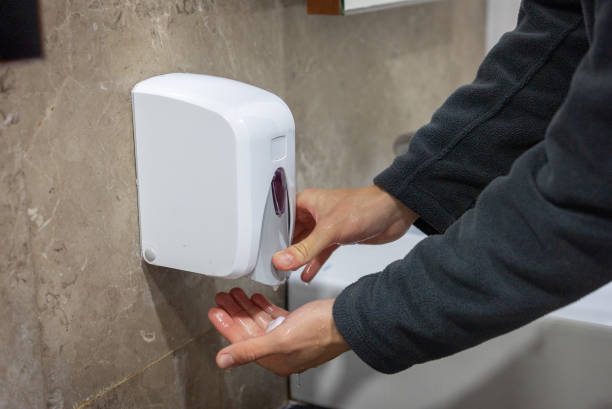 istock Soap dispenser located in the bathroom 2196245336