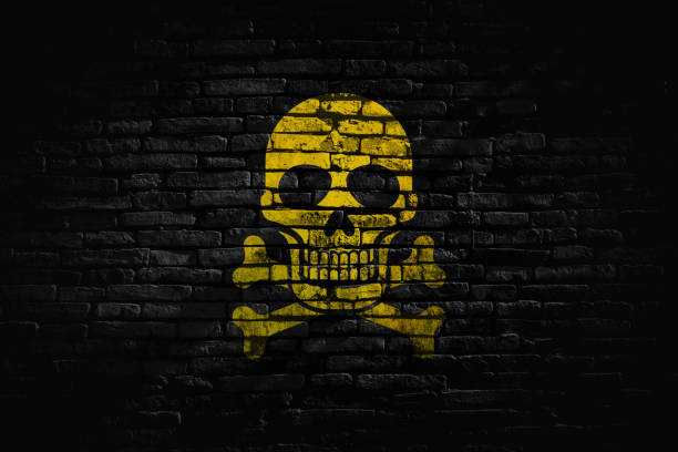 Red Fake stamp design on white background. Grunge rubber stamp. Grunge yellow and black diagonal stripes. Industrial warning background, warn caution, construction, safety mock up for your text.