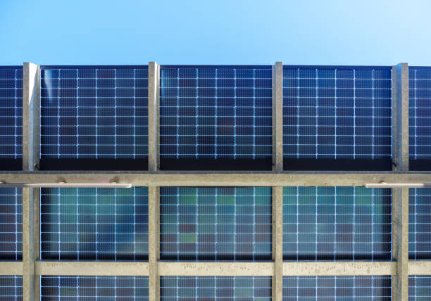 Close up of the Solar canopy of an EV charging station