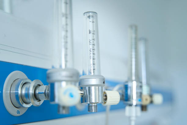 O2 Oxygen release tubes in hospital bed