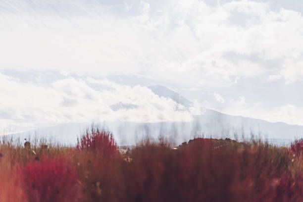 Majestic silhouette of mount teide at sunrise, showcasing vibrant colors painting the sky above a distant town