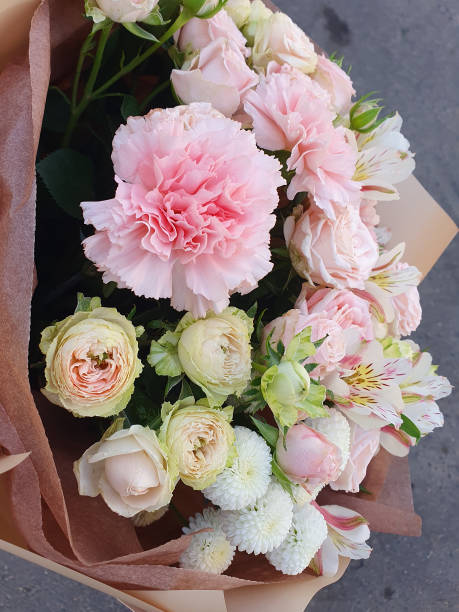 istock Summer blossoming delicate roses on blooming flowers festive background, pastel and soft bouquet floral card 2196264625