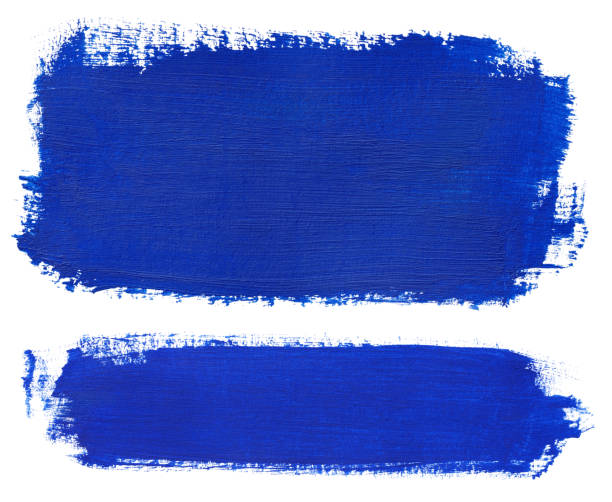 istock Blue block of gouache paint brush 2196270086