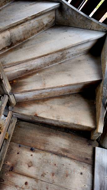 istock An old, weathered wooden staircase with uneven steps and visible grain, suggesting age and frequent use. The rustic structure exudes a sense of history and craftsmanship. 2196275722