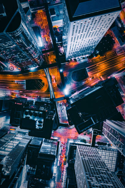 istock Vibrant nighttime cityscape with illuminated streets 2196280343