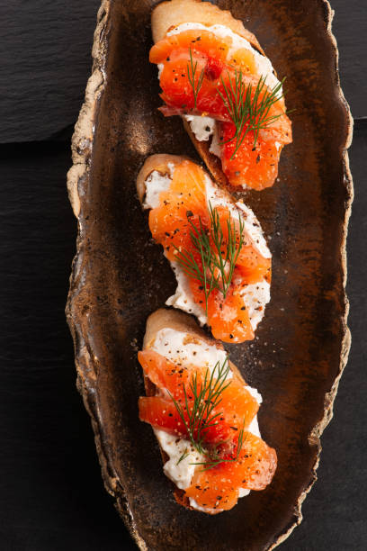 Fresh sandwich with gravlax salmon