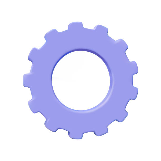 istock 3D vector render illustration of gear icon Purple, minimalist style, symbol of work, setup or machinery. Isolated on a white background 2196310585