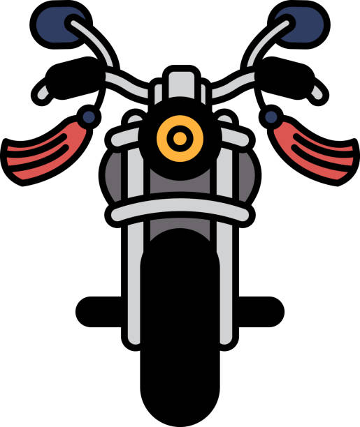 A cartoon motorcycle with red and white trim A cartoon motorcycle with red and white trim. The motorcycle is leaning on its kickstand and has a red and white trim kickstand stock illustrations