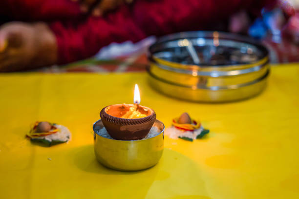 Indian Hindu wedding ceremony ritual items close up