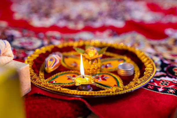 istock Indian Hindu wedding ceremony ritual items close up 2196320573