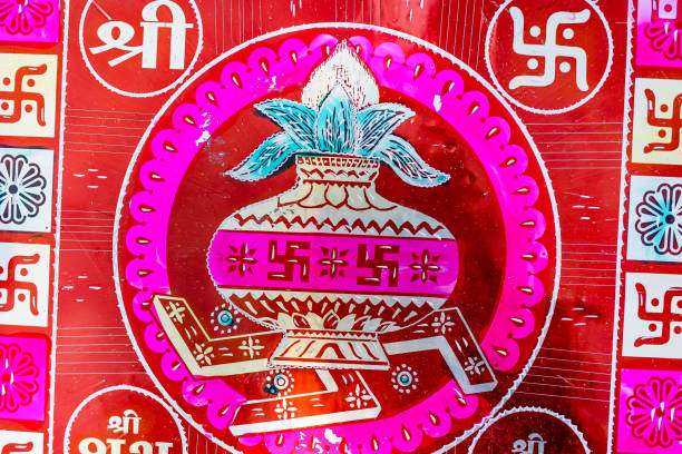 Indian Hindu wedding ceremony ritual items close up