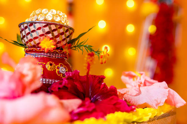istock Indian Hindu wedding ceremony ritual items close up 2196323827