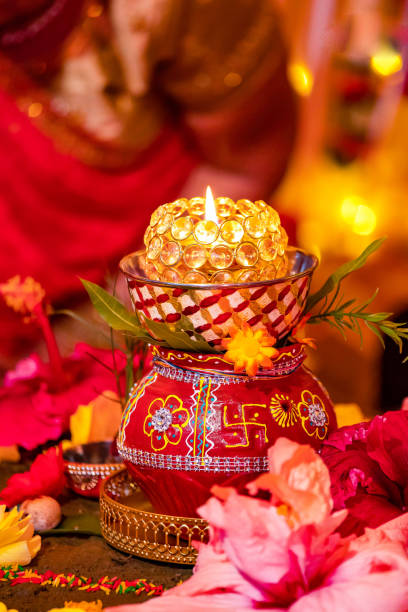 istock Indian Hindu wedding ceremony ritual items close up 2196323910