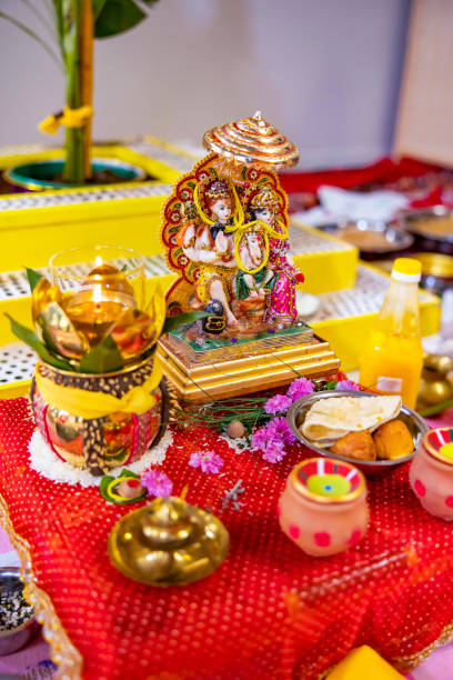 istock Indian Hindu wedding ceremony ritual items close up 2196323911