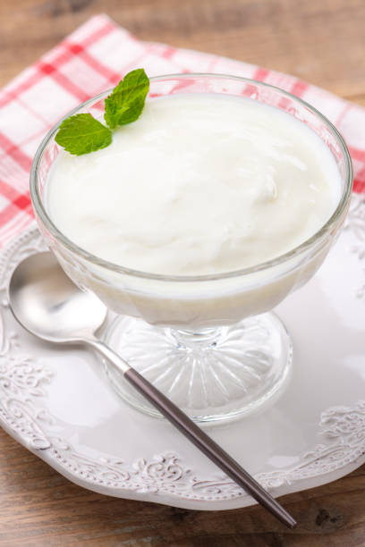 istock Yogurt Mousse Placed on Wooden Table 2196327811