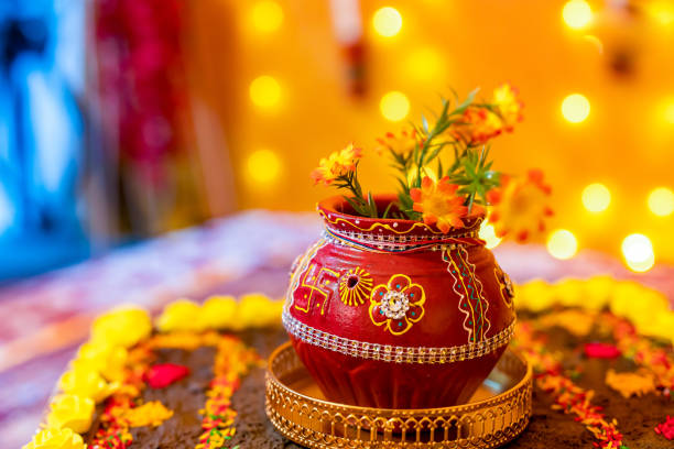 istock Indian Hindu wedding ceremony ritual items close up 2196328641
