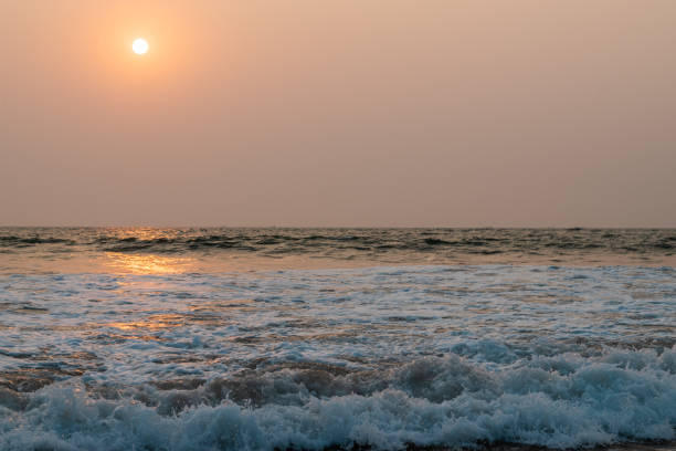 Sunset time during winter from vagator beach, north goa