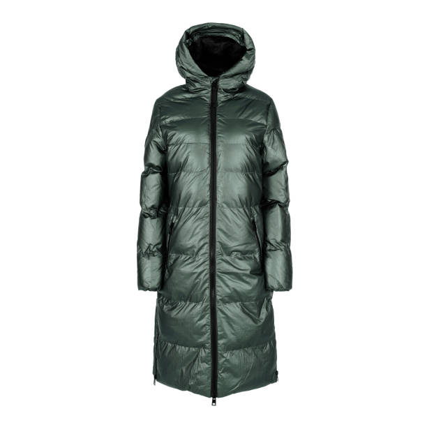 istock Green winter women's down jacket isolated on white background 2196333590