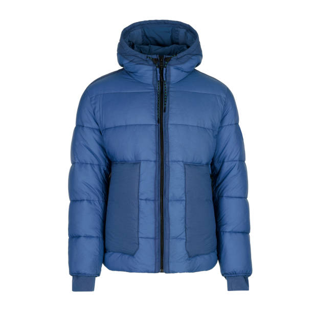 istock Blue winter men's down jacket isolated on white background 2196333602