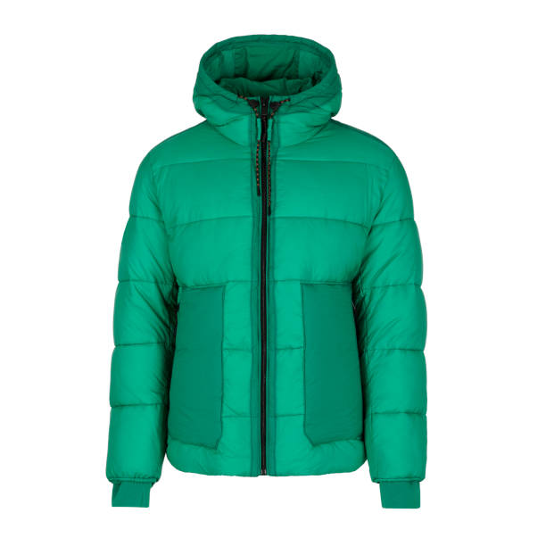 istock Green winter men's down jacket isolated on white background 2196333608