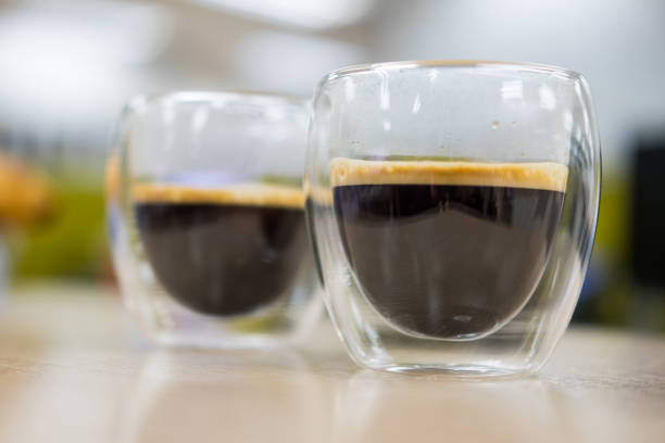 istock Hot black coffee in double walled glass 2196339081