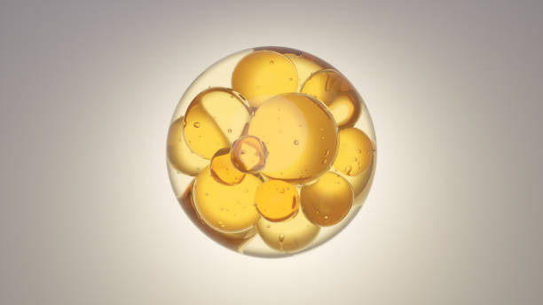 istock Essence with several atoms floating in the drop. Hyaluronic Serum Drop with Cosmetic. 2196341624