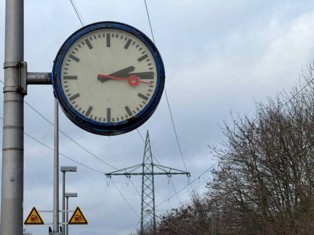 Essen, Germany - 2024, December 20: Old clock in railway station in Germany.