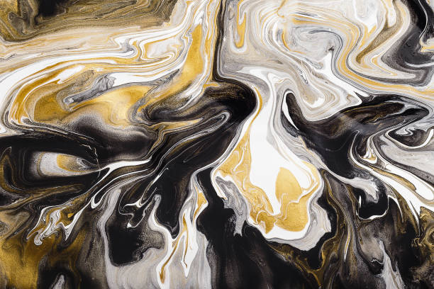 istock Abstract Marbling Art in Gold Black and White Showcasing Fluid Patterns and Textures 2196343972