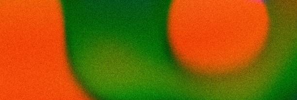 istock Grainy orange green abstract colorful retro geometric background banner 2196347025