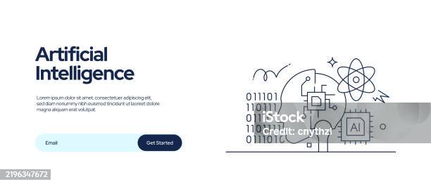 Iq Style Design Artificial Intelligence Concept Line Art Style Vector Illustration ...
