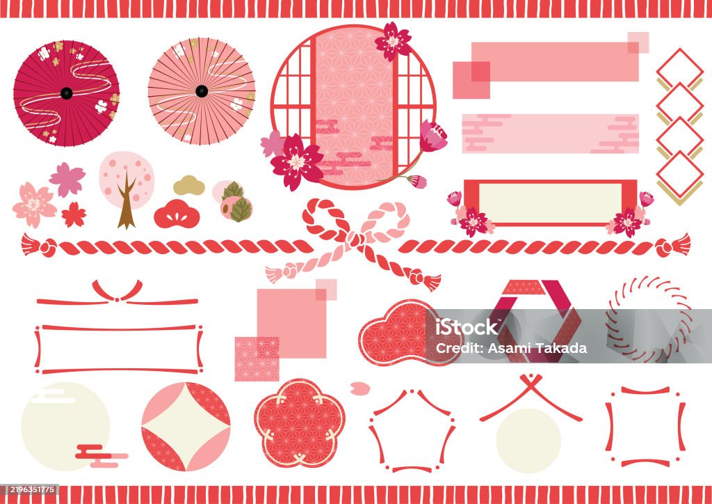 Japanese Elements Spring Japanese Spring Design Elements Stock Illustration - Download Image Now ...